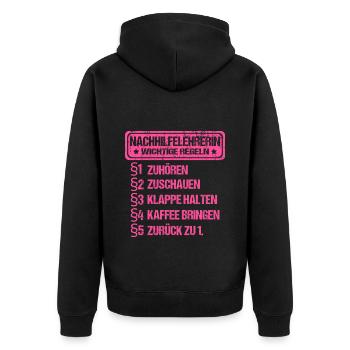Nachhilfelehrerin Nachhilfe Sprüche Privatlehrerin - Unisex Premium Bio Zip Hoodie - Schwarz - Hinten - Nico (187cm)