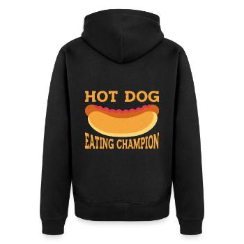 Hot Dog Eating Champion 9 - Unisex Premium Bio Zip Hoodie - Schwarz - Hinten - Nico (187cm)