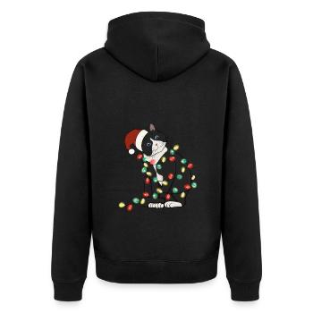 Christmas Lights Katze Weihnachten - Unisex Premium Bio Zip Hoodie - Schwarz - Hinten - Nico (187cm)