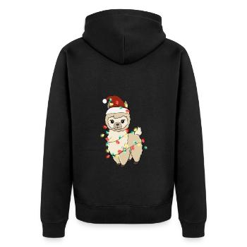 Lumières de Noël Lama Weihnachten - Veste à capuche bio Premium Unisexe - noir - Dos - Nico (187cm)