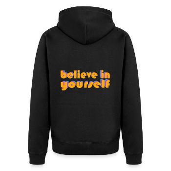 beliefe in yourself - Unisex Premium Organic Zip Hoodie - black - Back - Nico (187cm)