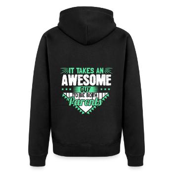 Single Father Single Children Gift Idea - Unisex Premium Organic Zip Hoodie - black - Back - Nico (187cm)
