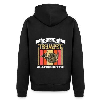 Trompette Instrument de musique Brass Band Idée cadeau - Veste à capuche bio Premium Unisexe - noir - Dos - Nico (187cm)