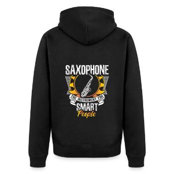Saxophon Instrument Musik Geschenkidee - Unisex Premium Bio Zip Hoodie - Schwarz - Hinten - Nico (187cm)