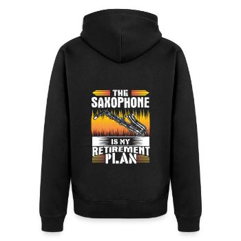 Saxophone Wind Instrument Musical Gift - Unisex Premium Organic Zip Hoodie - black - Back - Nico (187cm)
