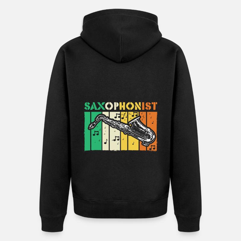 Saxophon Jazz Geschenk - Unisex Premium Bio Zip Hoodie - Schwarz