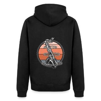Saxophon Instrument Konzert Geschenkidee - Unisex Premium Bio Zip Hoodie - Schwarz - Hinten - Nico (187cm)