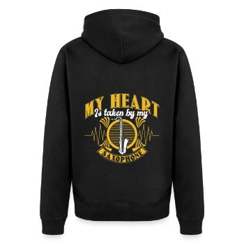 Saxophon Instrument Musiker Geschenkidee - Unisex Premium Bio Zip Hoodie - Schwarz - Hinten - Nico (187cm)