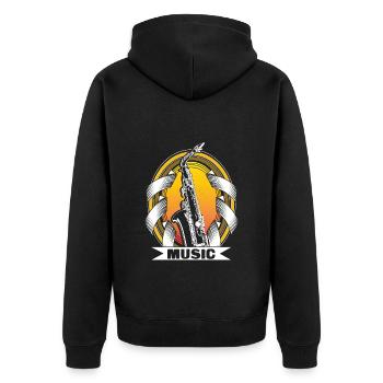 Saxophon Blues Konzert Geschenkidee - Unisex Premium Bio Zip Hoodie - Schwarz - Hinten - Nico (187cm)