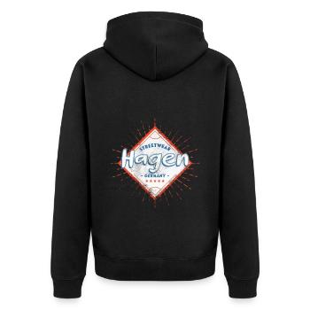 Hagen Allemagne Ville Skyline Accueil Amour - Veste à capuche bio Premium Unisexe - noir - Dos - Nico (187cm)