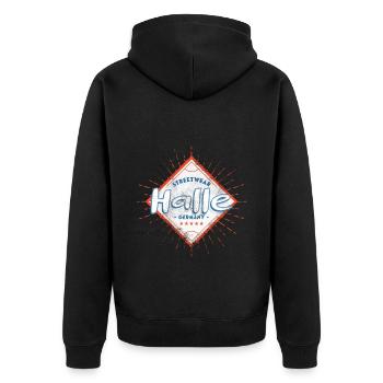 Halle Saale Allemagne Ville Skyline Home Amour - Veste à capuche bio Premium Unisexe - noir - Dos - Nico (187cm)