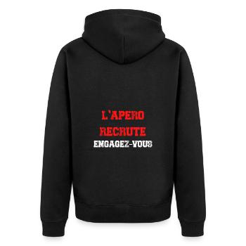 L'apéro recrute engagez vous Cadeau humour - Veste à capuche bio Premium Unisexe - noir - Dos - Nico (187cm)