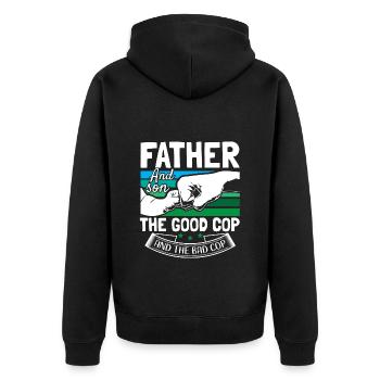 Vater Sohn Eltern Familie - Unisex Premium Bio Zip Hoodie - Schwarz - Hinten - Nico (187cm)