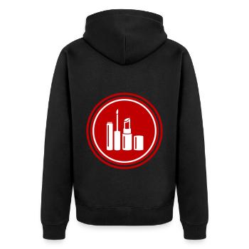 Make Up Kosmetik Icon - Unisex Premium Bio Zip Hoodie - Schwarz - Hinten - Nico (187cm)