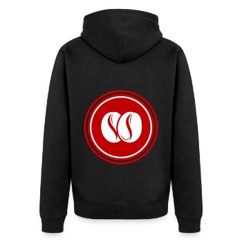 Coffee bean symbol - Unisex Premium Organic Zip Hoodie - black - Back - Nico (187cm)