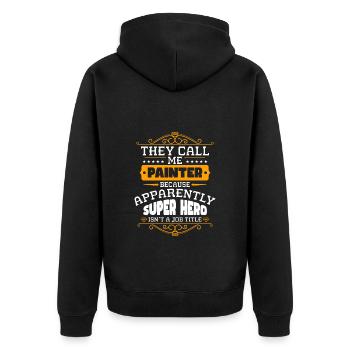 Painter Painting - Unisex Premium Organic Zip Hoodie - black - Back - Nico (187cm)
