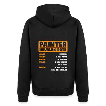 Maler Künstler Ausbildung Farbroller - Unisex Premium Bio Zip Hoodie - Schwarz - Hinten - Nico (187cm)