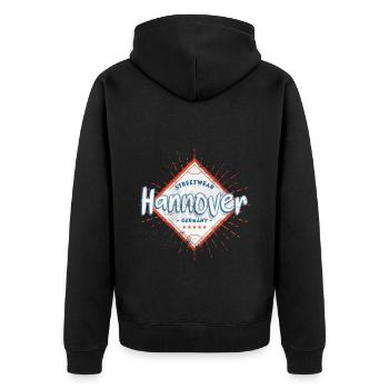 Hanovre, Allemagne, ville, horizon, maison, amour - Veste à capuche bio Premium Unisexe - noir - Dos - Nico (187cm)