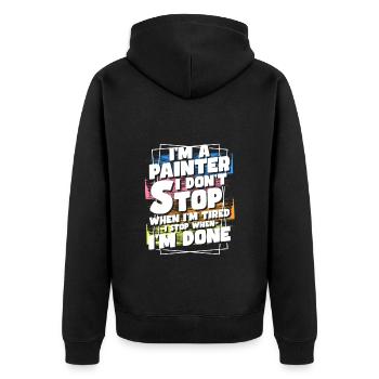 Maler Lackierer Renovieren Malermeister - Unisex Premium Bio Zip Hoodie - Schwarz - Hinten - Nico (187cm)