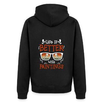 Painter Artists - Unisex Premium Organic Zip Hoodie - black - Back - Nico (187cm)
