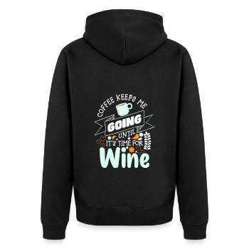 Coffee Cup Early Riser Drink - Unisex Premium Organic Zip Hoodie - black - Back - Nico (187cm)