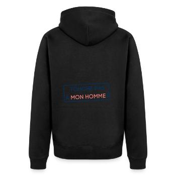 Touche pas à mon homme ! Cadeau femme couple - Veste à capuche bio Premium Unisexe - noir - Dos - Nico (187cm)