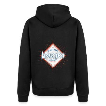 Hamm Deutschland Stadt Skyline Heimat Liebe - Unisex Premium Bio Zip Hoodie - Schwarz - Hinten - Nico (187cm)