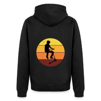 Stunt Scooter Freestyle Scootering Vintage Retro - Unisex Premium Bio Zip Hoodie - Schwarz - Hinten - Nico (187cm)
