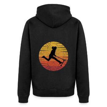 Stunt Scooter Freestyle Scootering Vintage Retro - Unisex Premium Bio Zip Hoodie - Schwarz - Hinten - Nico (187cm)