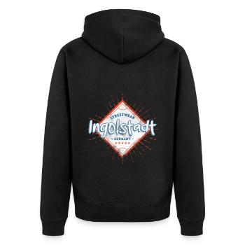 Ingolstadt Deutschland Stadt Skyline Heimat Liebe - Unisex Premium Bio Zip Hoodie - Schwarz - Hinten - Nico (187cm)