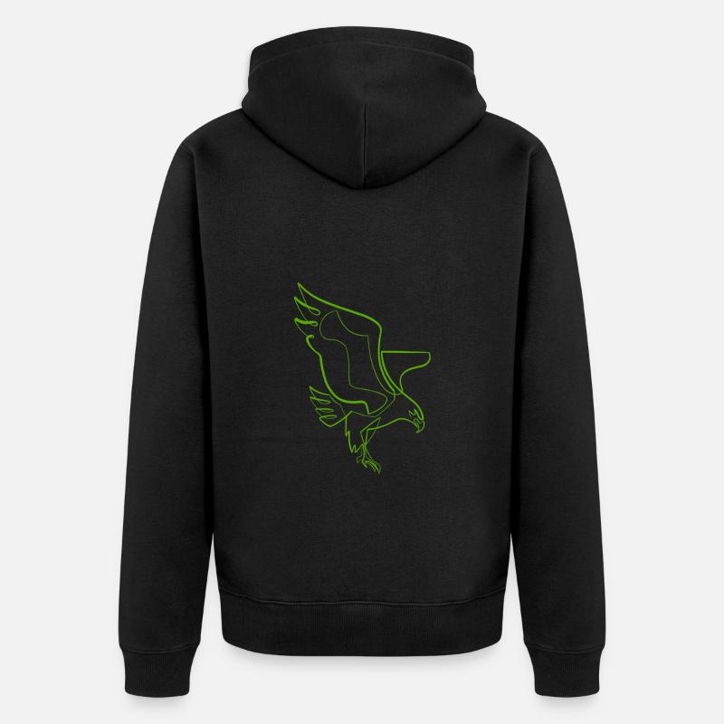 Eagle single line / one line - Unisex Premium Organic Zip Hoodie - black