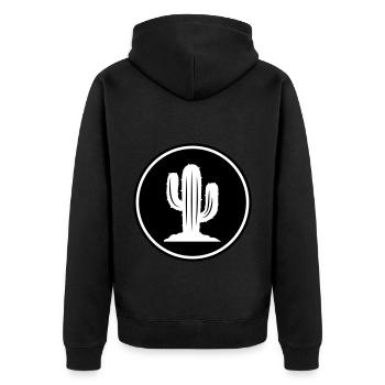 Cactus symbol - Unisex Premium Organic Zip Hoodie - black - Back - Nico (187cm)