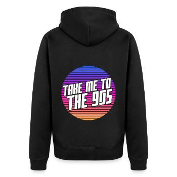 90s Kids - Unisex Premium Organic Zip Hoodie - black - Back - Nico (187cm)