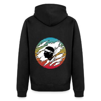 Korsika Camping - Unisex Premium Bio Zip Hoodie - Schwarz - Hinten - Nico (187cm)