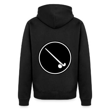 Feldhockey symbol Icon - Unisex Premium Bio Zip Hoodie - Schwarz - Hinten - Nico (187cm)