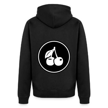 Kirschen symbol - Unisex Premium Bio Zip Hoodie - Schwarz - Hinten - Nico (187cm)
