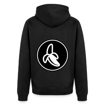Banane Icon - Unisex Premium Bio Zip Hoodie - Schwarz - Hinten - Nico (187cm)