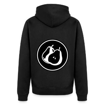 Birne Obst - Unisex Premium Bio Zip Hoodie - Schwarz - Hinten - Nico (187cm)