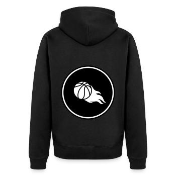 Basketball flame - Unisex Premium Organic Zip Hoodie - black - Back - Nico (187cm)