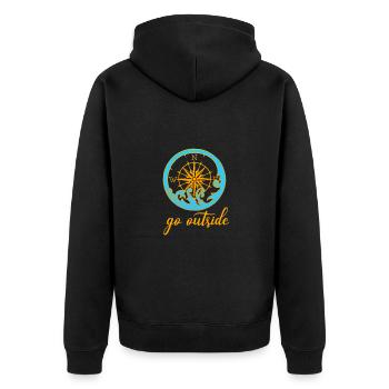 go outside Kompass - Unisex Premium Bio Zip Hoodie - Schwarz - Hinten - Nico (187cm)