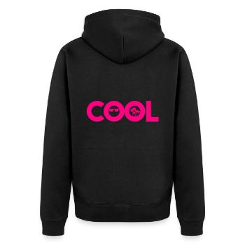 cool sonnenbrille pink - Unisex Premium Bio Zip Hoodie - Schwarz - Hinten - Nico (187cm)