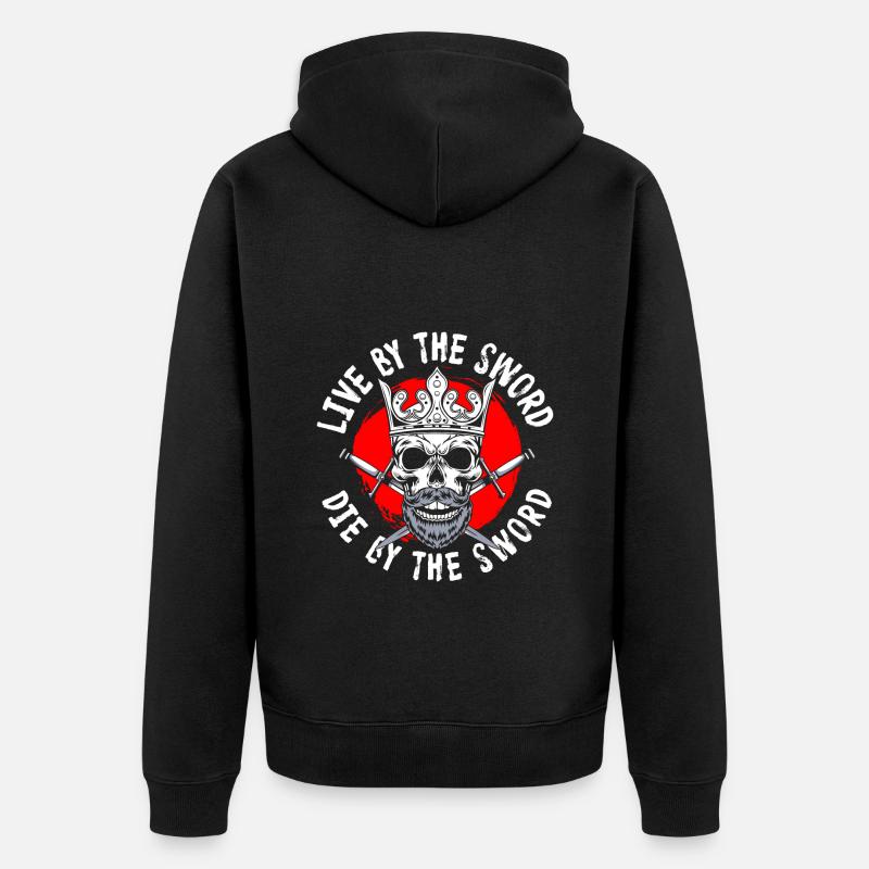 Krieger Samurai Geek Fechten - Unisex Premium Bio Zip Hoodie - Schwarz