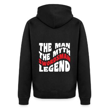 Schwert Säbel - Unisex Premium Bio Zip Hoodie - Schwarz - Hinten - Nico (187cm)
