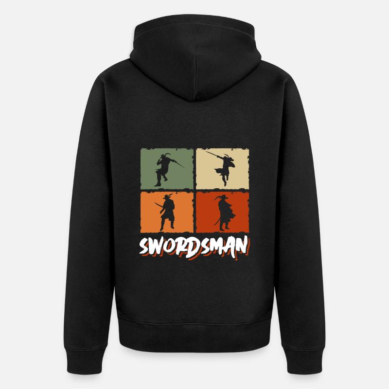 Schwert Kampf - Unisex Premium Bio Zip Hoodie - Schwarz