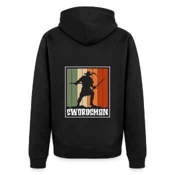 Krieger Kenjutsu Geek Kampf - Unisex Premium Bio Zip Hoodie - Schwarz - Hinten - Nico (187cm)