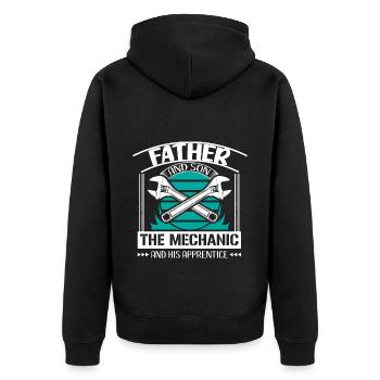 Vater & Sohn Geburt Vatertag Geschenkidee - Unisex Premium Bio Zip Hoodie - Schwarz - Hinten - Nico (187cm)