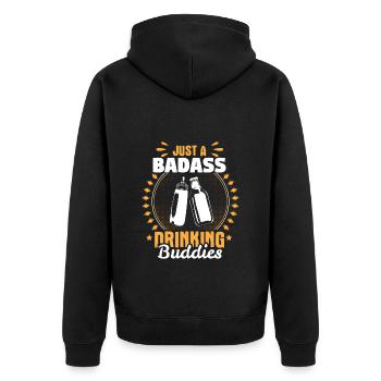 Vater Sohn Geburt Geschenk - Unisex Premium Bio Zip Hoodie - Schwarz - Hinten - Nico (187cm)