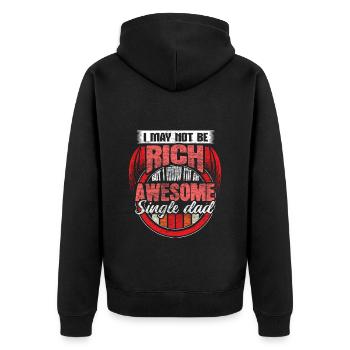 Alleinerziehender Vater Papi Vatertag - Unisex Premium Bio Zip Hoodie - Schwarz - Hinten - Nico (187cm)