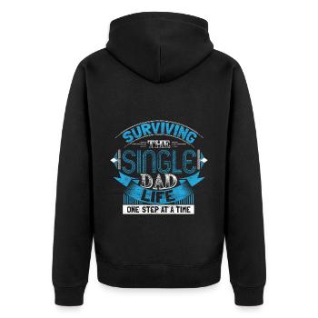 Père célibataire Fille Parents - Veste à capuche bio Premium Unisexe - noir - Dos - Nico (187cm)