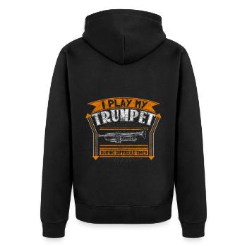 Trumpet Musical Instrument Chapel - Unisex Premium Organic Zip Hoodie - black - Back - Nico (187cm)